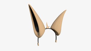 3D Furry Ears Tiara E04 Beige - Headband Character Design model