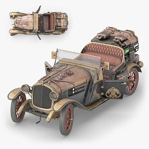3D model Vintage Steampunk Convertible Rigged