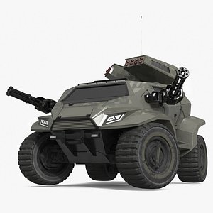 3D Futuristic Military Vehicle Khaki Color Rigged for Maya model