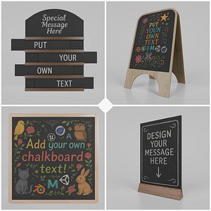 Minimalist Contemporary Signage - Customizable Chalkboards 3D model