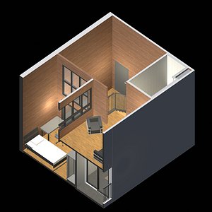 Apartment room in section cut 25-66 3D model