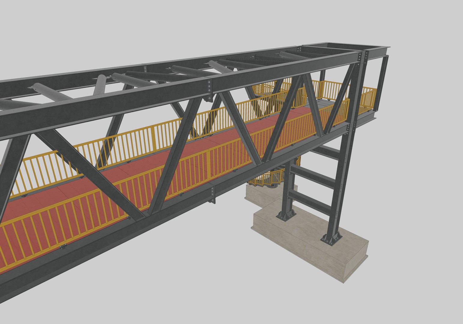 3D Steel Pedestrian Bridge - Spiral Stair - Truss Type-15 Model ...