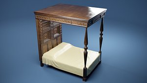 Old Renaissance bed 3D model