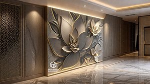3D modern panel wall decor set wall relief mural CNC 119