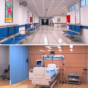 3D Hospital Hallway and Private Ward