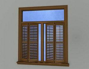 window wall wood blinds 3d model