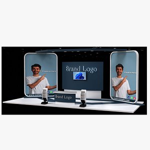 Sleek Modular Exhibition Stall Blender  Design 3D model