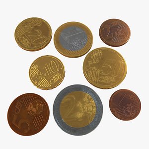 3D blender coins euro model