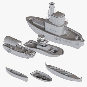 6 Boat and ships BASE MESH model