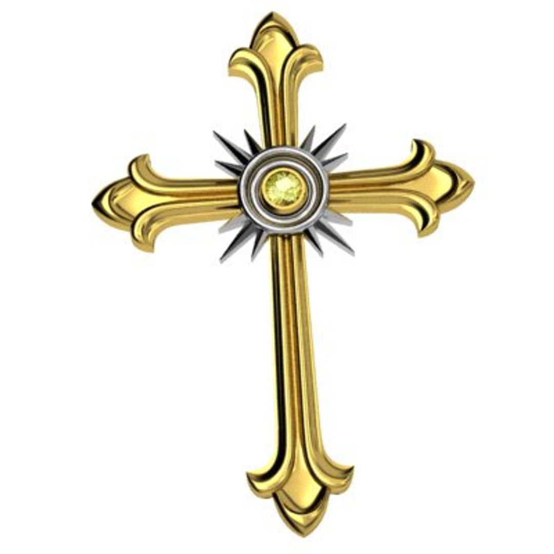 3d 3ds Cross Pendant Gold