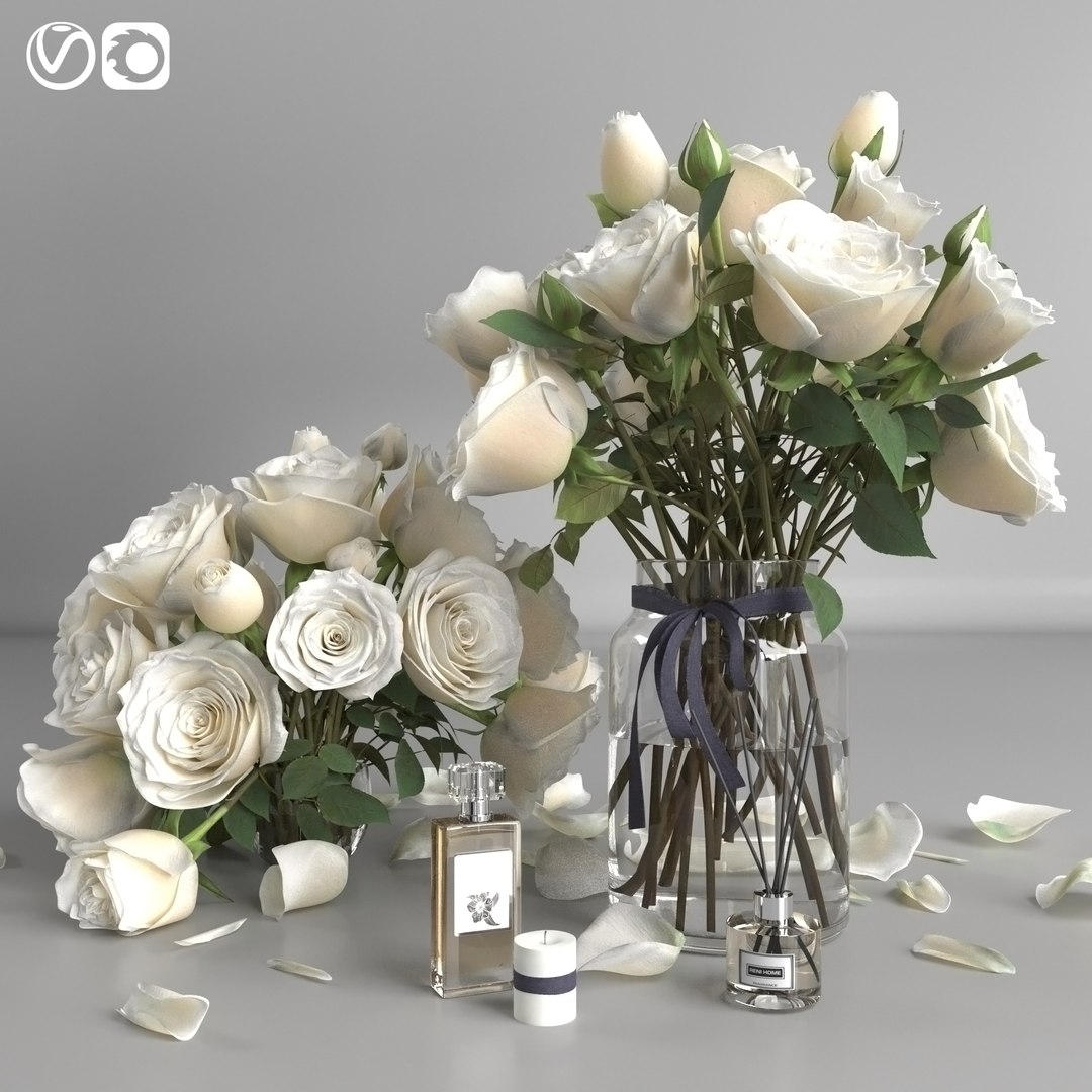 3D Model Bouquet Of White Roses - TurboSquid 1723797