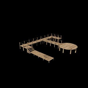 Wooden walkway modular 3D model 3D model