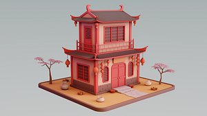 Stylized Chinese House 01 3D model