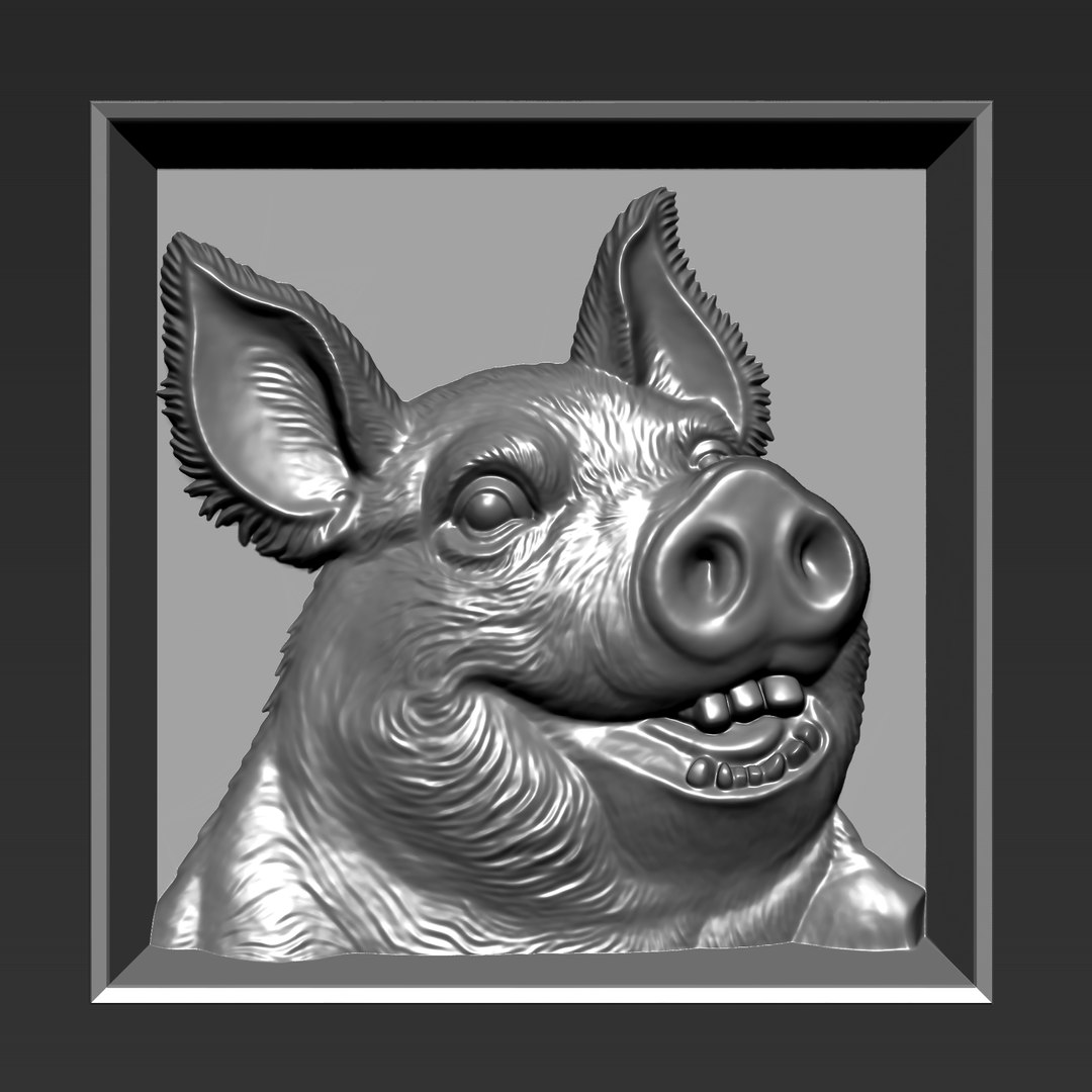 Funny Pig Bas-relief 3D Model - TurboSquid 2435124