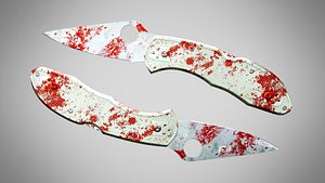 Knife 9 Very Light Green FT With Blood 3D