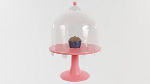 Muffin under a glass lid 3D model