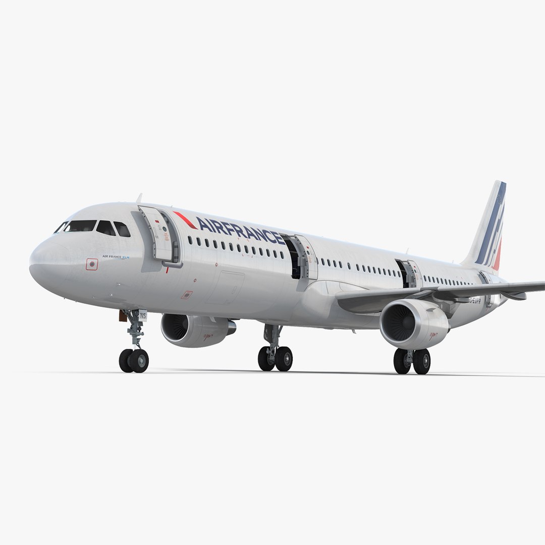 Airbus A321 Air France with Interior 3D model preview