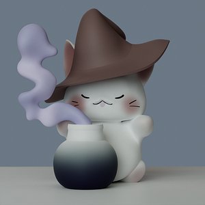 Stylized cat with potion stl model 3D model