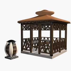 3D model garden stall wight and dustbin