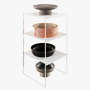 3D model Shelf with dishes