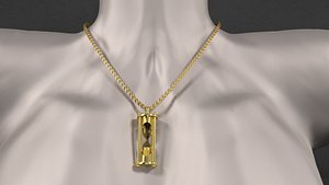 3D Hourglass pendant on a chain model