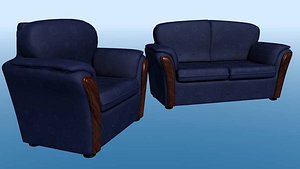 3d settee chair model