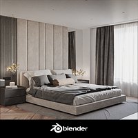 Modern bedroom interior scene