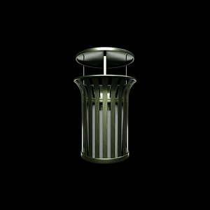 Trash Can - 37 Gallon Metal Outdoor Streetscape Covered Trash Can