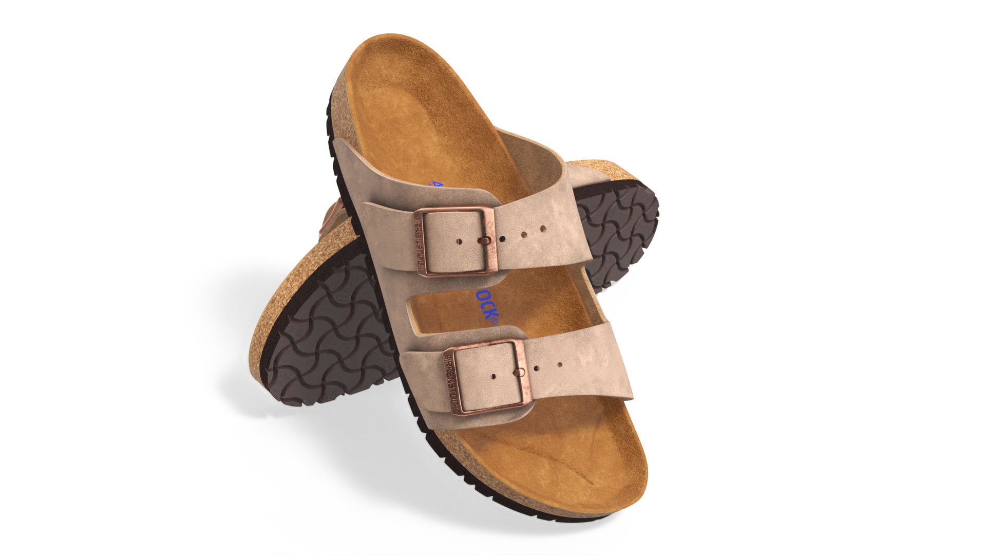 Man Soft Footbed Sandals Brown 3D model preview