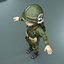 Cartoon Soldier Seconde Guerre mondiale Rigged
