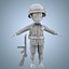 Cartoon Soldier Seconde Guerre mondiale Rigged