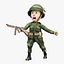 Cartoon Soldier Seconde Guerre mondiale Rigged