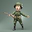 Cartoon Soldier Seconde Guerre mondiale Rigged
