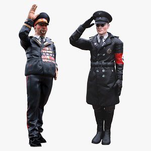 WW2 Rigged Soldier Bundle German Officer and Soviet Marshal WWII WWI WW1 3D model