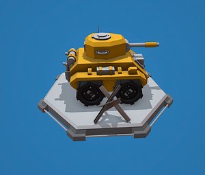 Lowpoly cartoon tank 3D model
