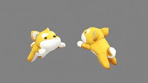 cartoon puppet Shiba Inu Low-poly