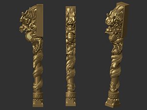 3D dragon pillar model