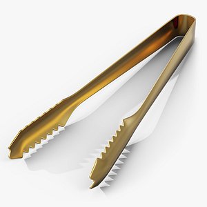 Bar Ice Serving Tongs Gold Finish 3D