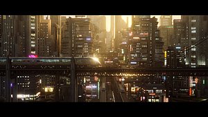 Cyberpunk Asian City Scene