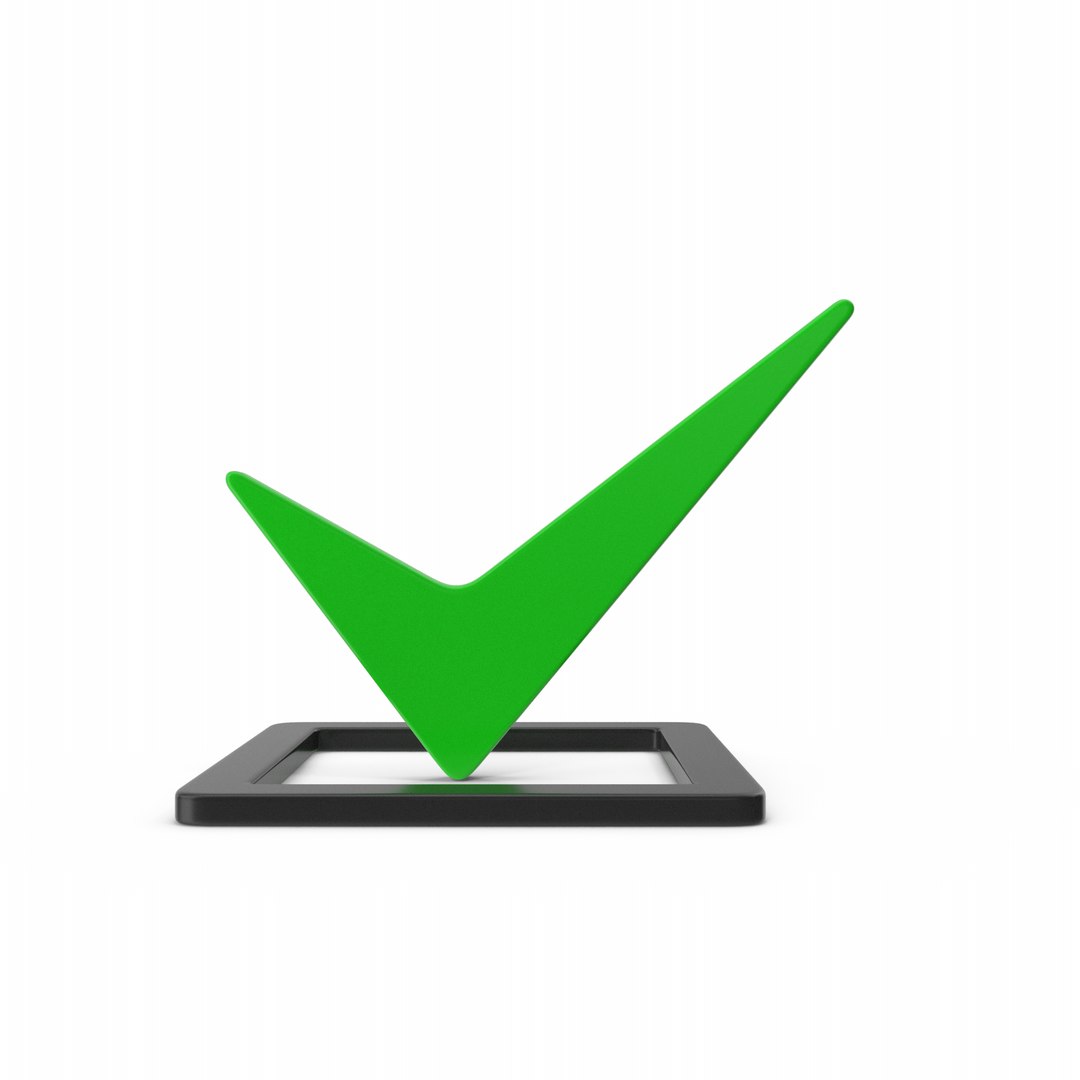 3D Checkmark Green model https://p.turbosquid.com/ts-thumb/H6/dYzT8C/3z/checkmarkgreen.i01.2k/png/1646661571/1920x1080/fit_q87/10eb36623b6b83521beeb49a5025d818ea449bad/checkmarkgreen.i01.2k.jpg