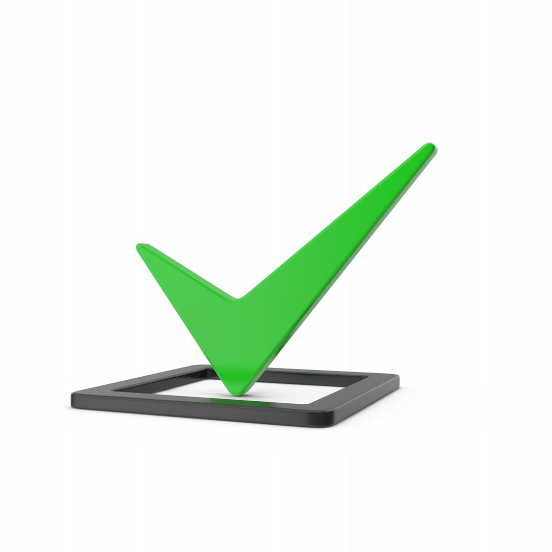 3D Checkmark Green model https://p.turbosquid.com/ts-thumb/H6/dYzT8C/7q/checkmarkgreen.i02.2k/png/1646661566/1920x1080/fit_q87/9dc9b87e210994241dee2382e603a87c6a4e0af7/checkmarkgreen.i02.2k.jpg