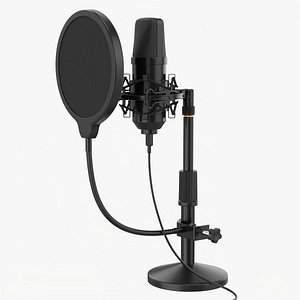 Cardioid microphone with stand USB 3D model