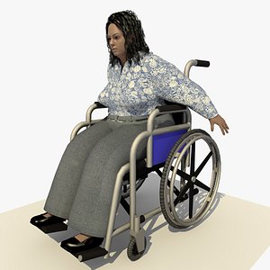 Animated Disabled European Woman in a Wheel chair