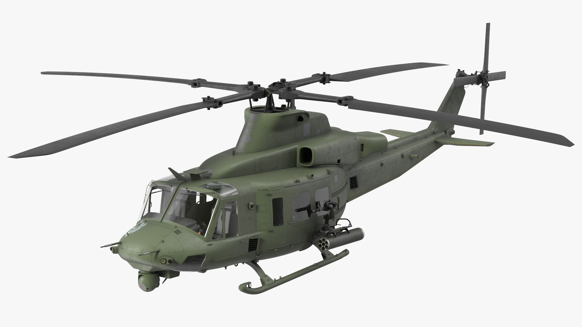 Military Medium Utility Helicopter Rigged 3D model preview
