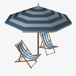 Beach Umbrella and Chairs
