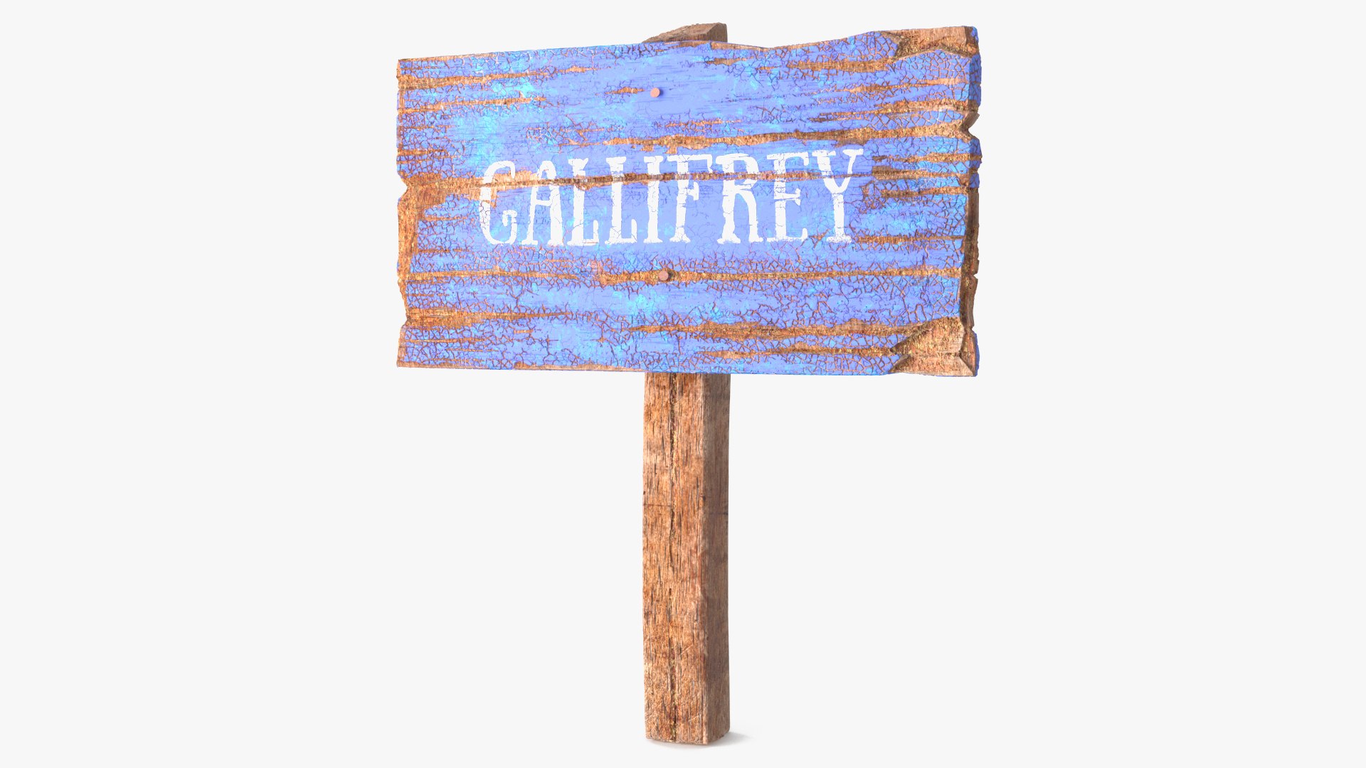 Old Rustic Wooden Road Sign 3D model preview
