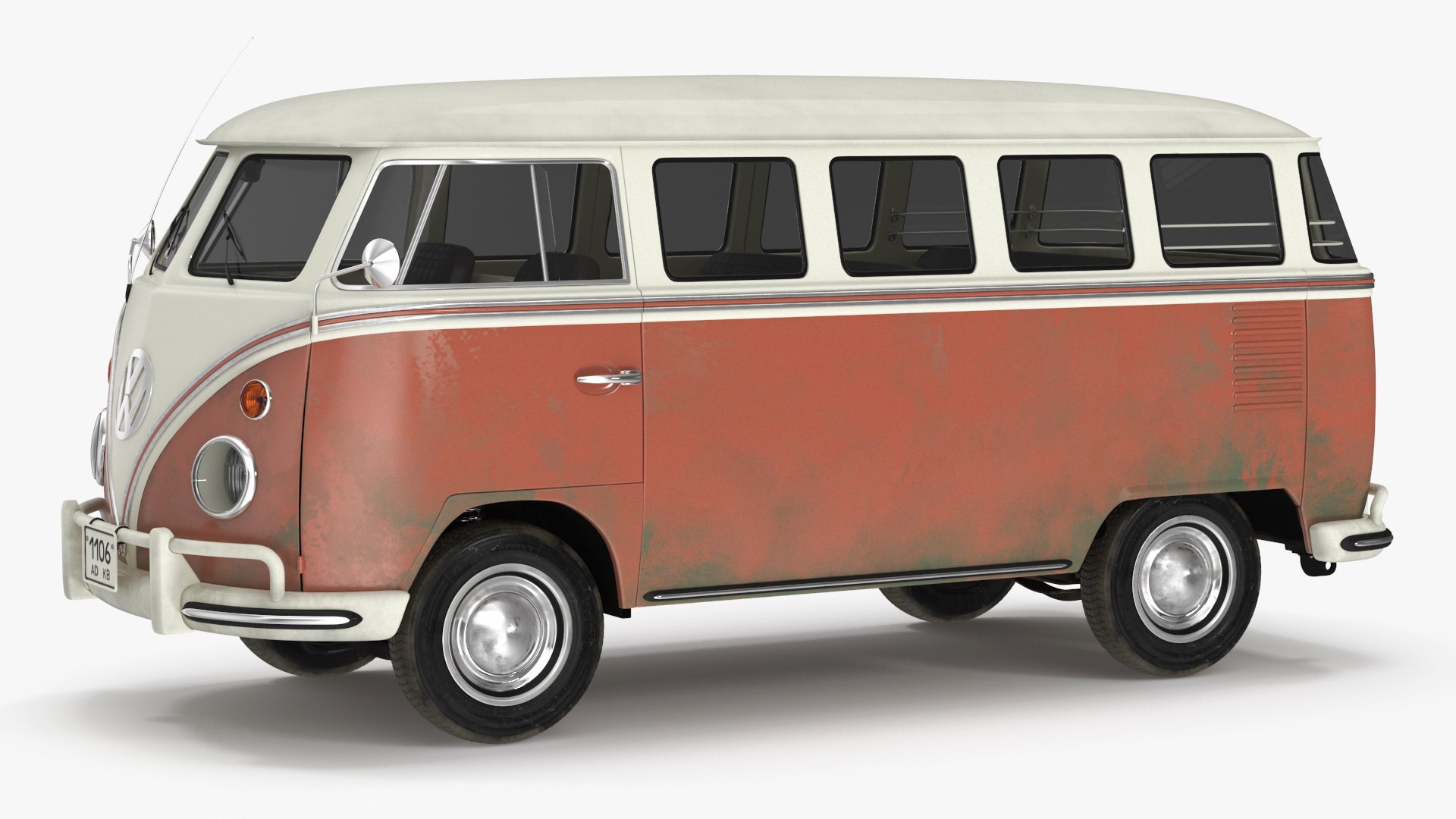 Classic Volkswagen Type 2 Bus Simple Interior 3D model preview