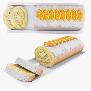 Orange cake roll 3D model