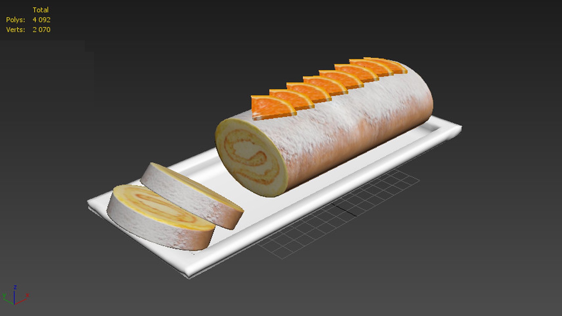 Orange Cake Roll 3D Model - TurboSquid 1908345