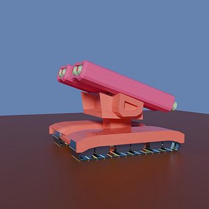 Cartoon rocket launcher on tracks